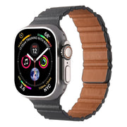 For Apple Watch 46mm / 49mm / 45mm / 44mm Magnetic PU Leather Watch Band(Grey)