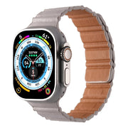 For Apple Watch 46mm / 49mm / 45mm / 44mm Magnetic PU Leather Watch Band(Starlight)