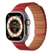 For Apple Watch 42mm / 41mm / 40mm / 38mm Magnetic PU Leather Watch Band(Red)