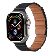 For Apple Watch 42mm / 41mm / 40mm / 38mm Magnetic PU Leather Watch Band(Black)