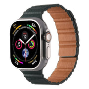 For Apple Watch 42mm / 41mm / 40mm / 38mm Magnetic PU Leather Watch Band(Cedar Green)