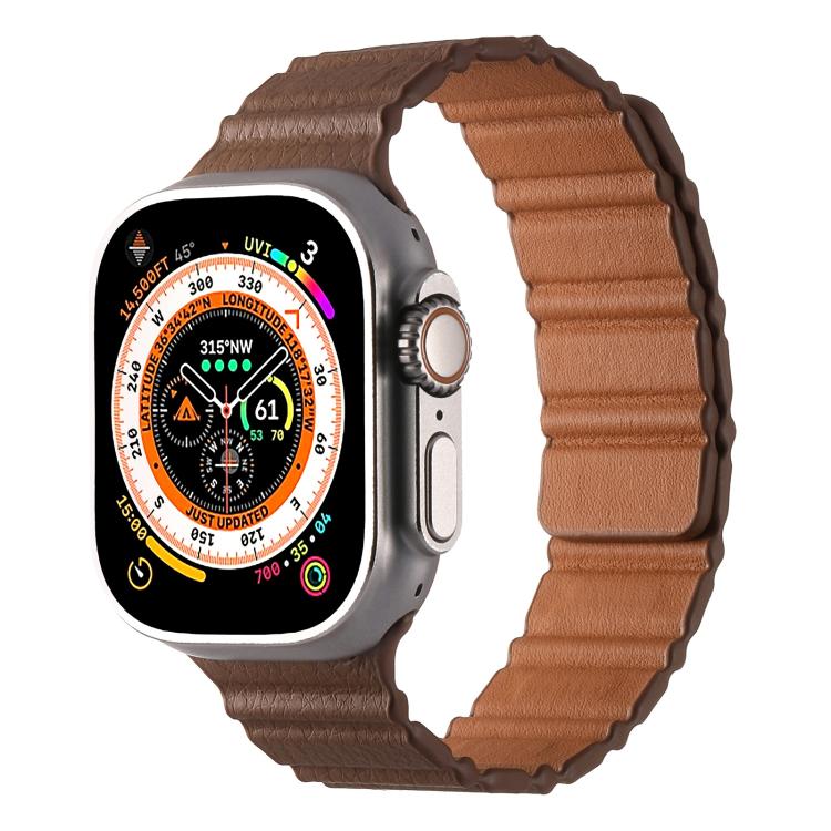 For Apple Watch 42mm / 41mm / 40mm / 38mm Magnetic PU Leather Watch Band(Bronzing)