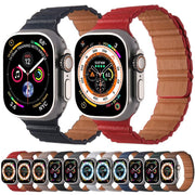 For Apple Watch 42mm / 41mm / 40mm / 38mm Magnetic PU Leather Watch Band(Grey)