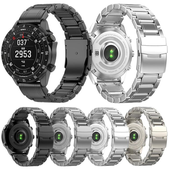 For Gamin 22mm Safety Buckle Pure Titanium Metal Watch Band(Silver)