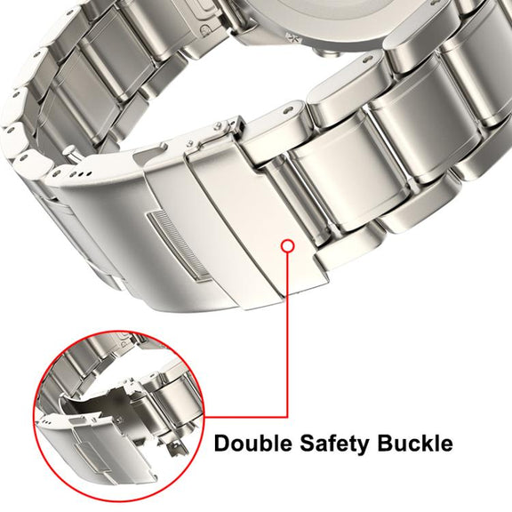 For Gamin 22mm Safety Buckle Pure Titanium Metal Watch Band(Silver)