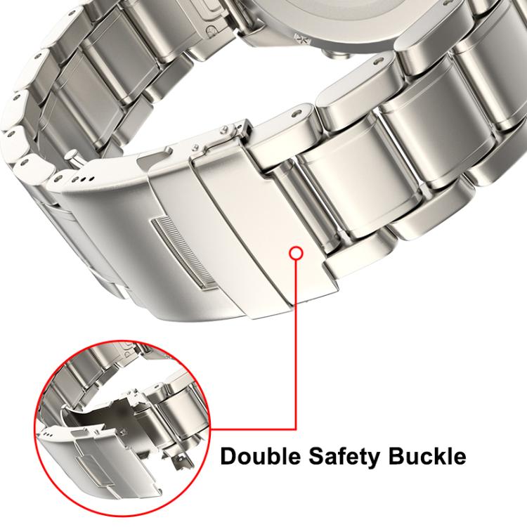 For Gamin 22mm Safety Buckle Pure Titanium Metal Watch Band(Silver)