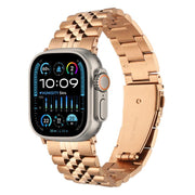For Apple Watch 46mm / 49mm / 45mm / 44mm Quick Release Five-bead Metal Watch Band(Rose Gold)