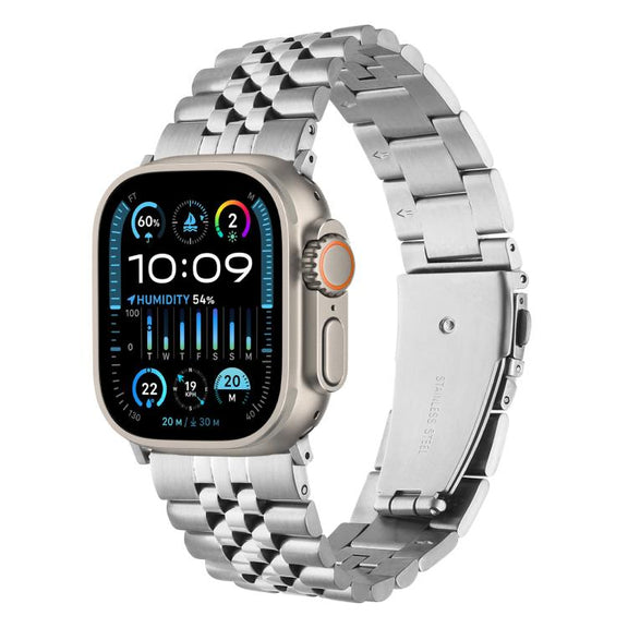 For Apple Watch 46mm / 49mm / 45mm / 44mm Quick Release Five-bead Metal Watch Band(Silver)