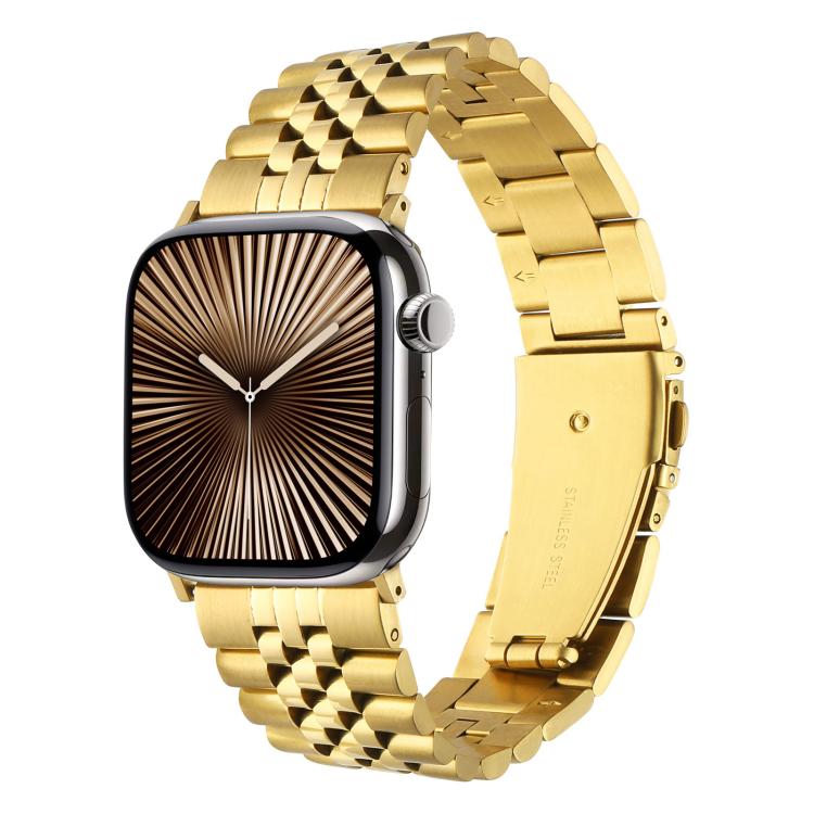 For Apple Watch 42mm / 41mm / 40mm / 38mm Quick Release Five-bead Metal Watch Band(Gold)