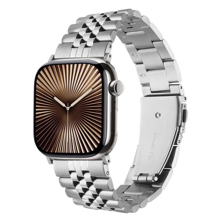 For Apple Watch 42mm / 41mm / 40mm / 38mm Quick Release Five-bead Metal Watch Band(Silver)