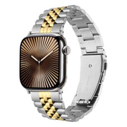 For Apple Watch 42mm / 41mm / 40mm / 38mm Quick Release Five-bead Metal Watch Band(Silver Gold)