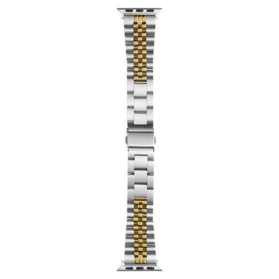 For Apple Watch 42mm / 41mm / 40mm / 38mm Quick Release Five-bead Metal Watch Band(Silver Gold)