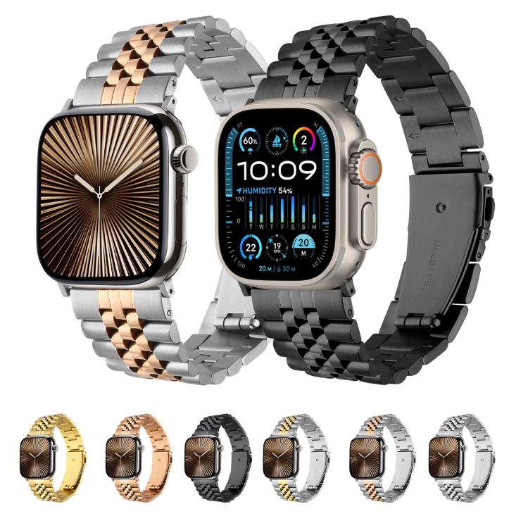 For Apple Watch 42mm / 41mm / 40mm / 38mm Quick Release Five-bead Metal Watch Band(Silver)