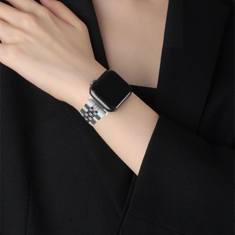 For Apple Watch 46mm / 49mm / 45mm / 44mm Quick Release Five-bead Metal Watch Band(Silver)