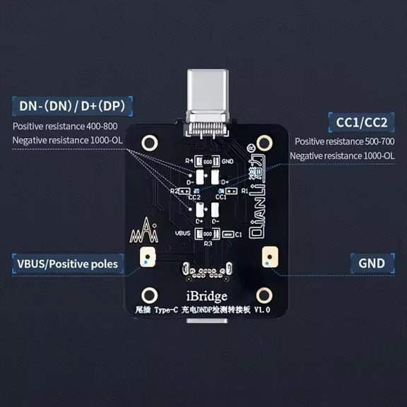 QianLi iBridge Tail Plug Charging DNDP Detection Epitaxial Board, Model:Type-C