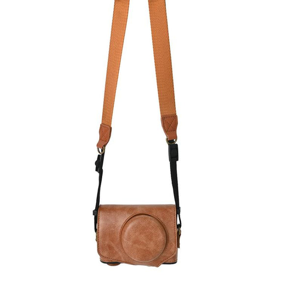 For Canon PowerShot SX740 HS Retro Pull Up Leather Full Body Camera Case Bag with Strap(Brown)