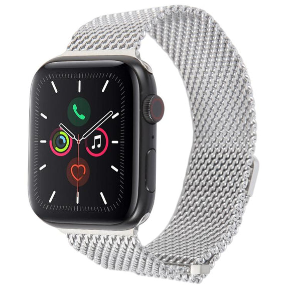 For Apple Watch 46mm / 49mm / 45mm / 44mm Double-section Magnetic Milanese Steel Watch Band(Silver)