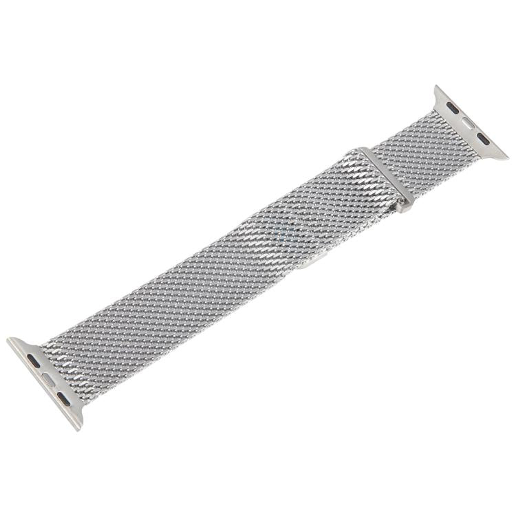 For Apple Watch 42mm / 41mm / 40mm / 38mm Double-section Magnetic Milanese Steel Watch Band(Silver)