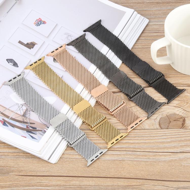 For Apple Watch 42mm / 41mm / 40mm / 38mm Double-section Magnetic Milanese Steel Watch Band(Silver)