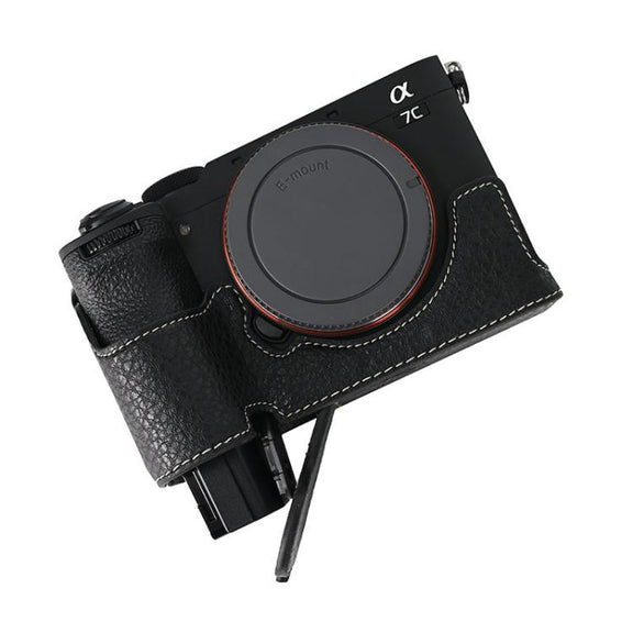 For Sony ILCE-7CM2 / Alpha 7C II Litchi Texture PU Leather Camera Half Case Base(Black)