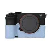 For Sony ILCE-7CM2 / Alpha 7C II Litchi Texture PU Leather Camera Half Case Base(Blue)