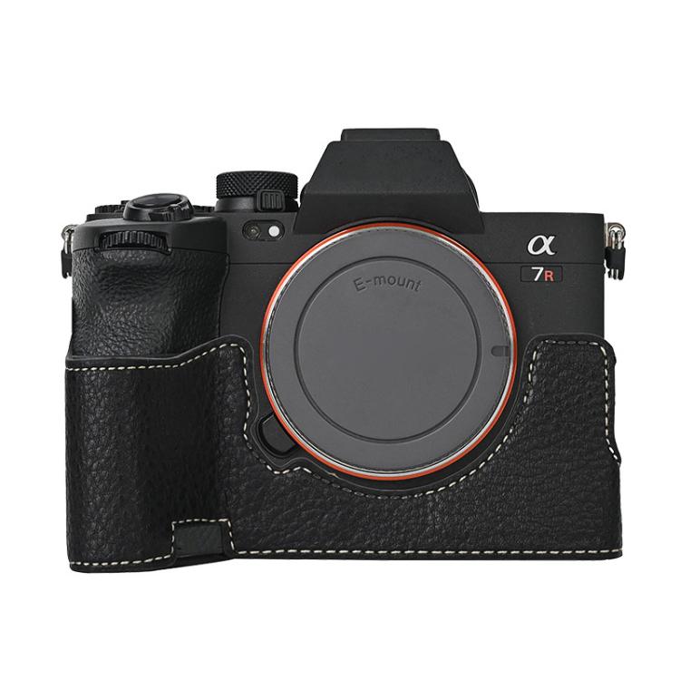 For Sony ILCE7RM5 / A7R5 Litchi Texture PU Leather Camera Half Case Base(Black)