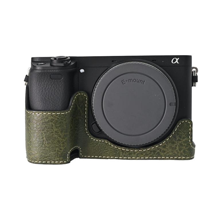 For Sony ILCE-6400 / A6300 / A6200 Litchi Texture PU Leather Camera Half Case Base(Green)