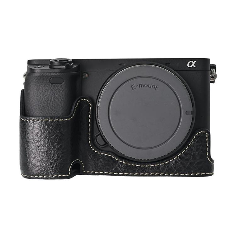For Sony ILCE-6400 / A6300 / A6200 Litchi Texture PU Leather Camera Half Case Base(Black)