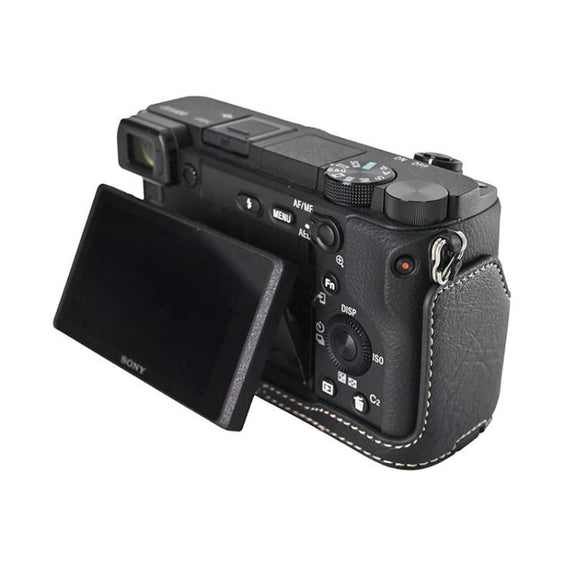 For Sony ILCE-6400 / A6300 / A6200 Litchi Texture PU Leather Camera Half Case Base(Black)