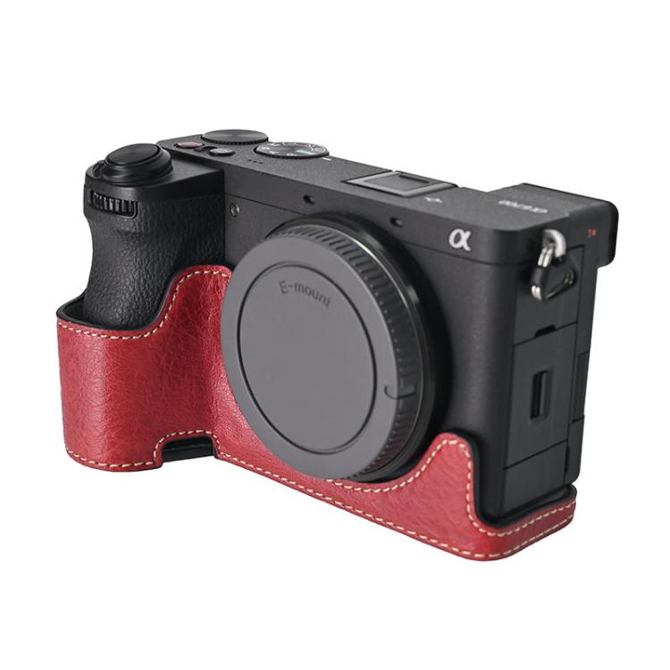 For Sony ILCE-6700 / A6700 Litchi Texture PU Leather Camera Half Case Base(Wine Red)