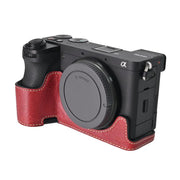 For Sony ILCE-6700 / A6700 Litchi Texture PU Leather Camera Half Case Base(Wine Red)