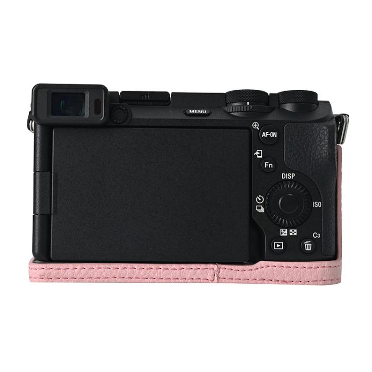 For Sony ILCE-6700 / A6700 Litchi Texture PU Leather Camera Half Case Base(Pink)