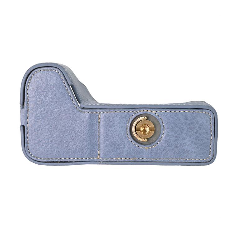 For Sony ILCE-6700 / A6700 Litchi Texture PU Leather Camera Half Case Base(Blue)