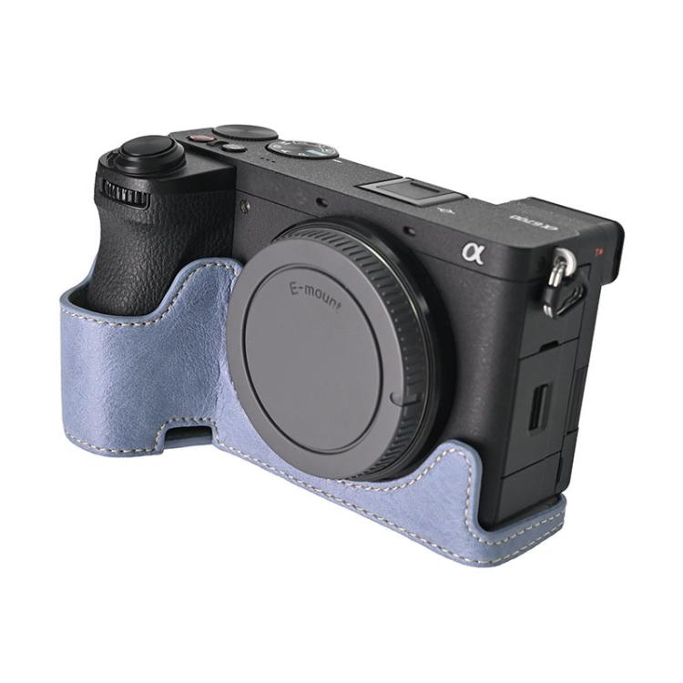 For Sony ILCE-6700 / A6700 Litchi Texture PU Leather Camera Half Case Base(Blue)