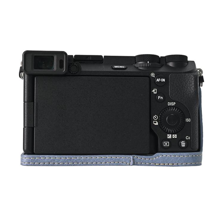 For Sony ILCE-6700 / A6700 Litchi Texture PU Leather Camera Half Case Base(Blue)