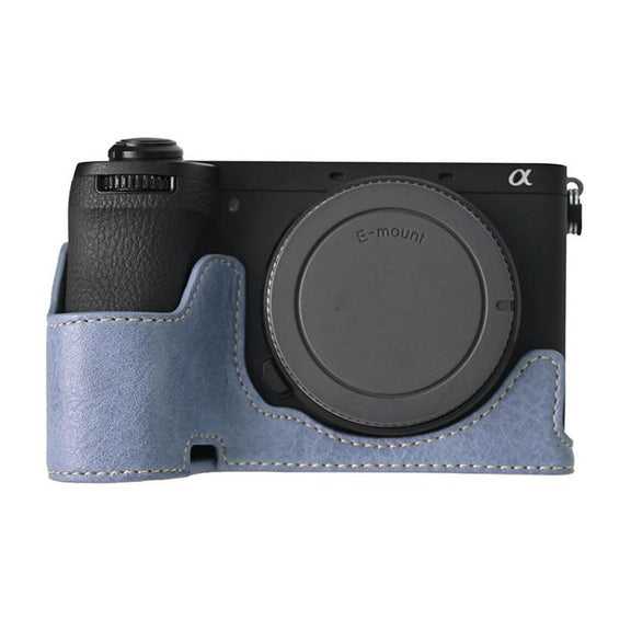 For Sony ILCE-6700 / A6700 Litchi Texture PU Leather Camera Half Case Base(Blue)