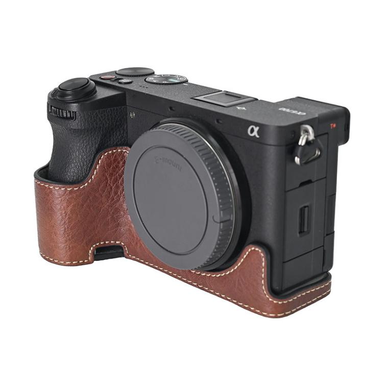 For Sony ILCE-6700 / A6700 Litchi Texture PU Leather Camera Half Case Base(Coffee)