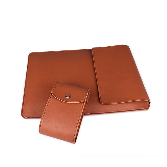 PU05 Sleeve Leather Case Carrying Bag with Small Storage Bag for 13.3 inch Laptop(Yellow)