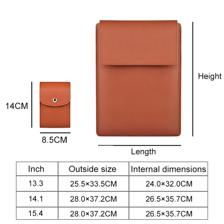 PU05 Sleeve Leather Case Carrying Bag with Small Storage Bag for 13.3 inch Laptop(Yellow)