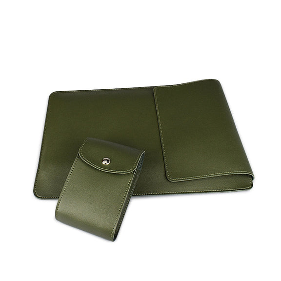 PU05 Sleeve Leather Case Carrying Bag with Small Storage Bag for 13.3 inch Laptop(Green)
