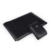 PU05 Sleeve Leather Case Carrying Bag with Small Storage Bag for 14.1 inch Laptop(Black)