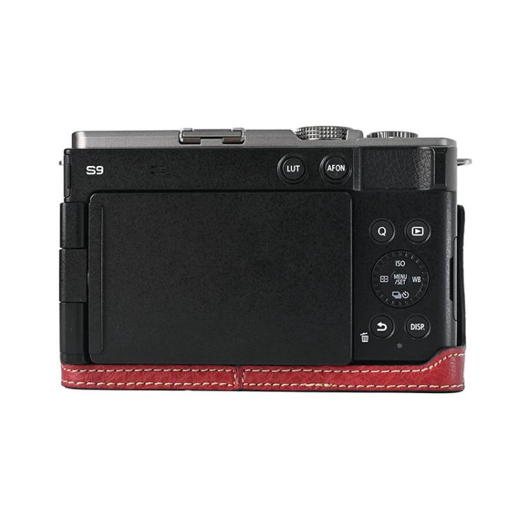 For Panasonic LUMIX S9 Litchi Texture PU Leather Camera Half Case Base(Wine Red)