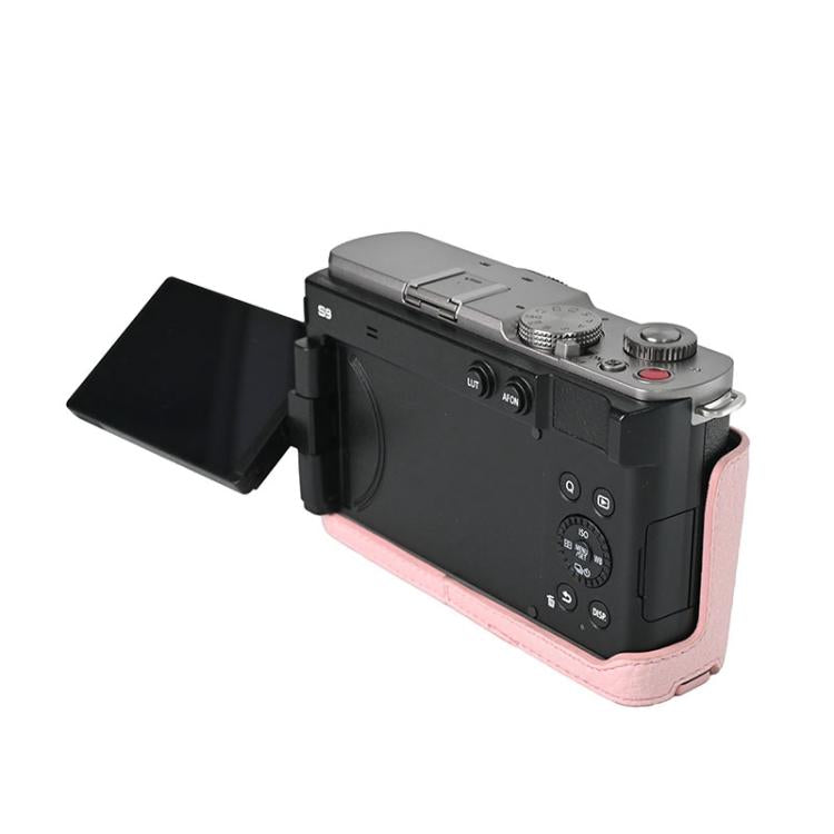 For Panasonic LUMIX S9 Litchi Texture PU Leather Camera Half Case Base(Pink)