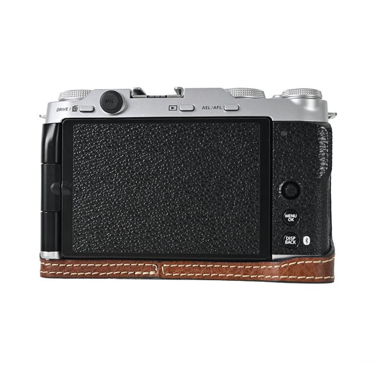 For FUJIFILM X-M5 Litchi Texture PU Leather Camera Half Case Base(Coffee)