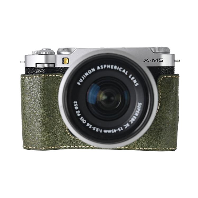 For FUJIFILM X-M5 Litchi Texture PU Leather Camera Half Case Base(Green)