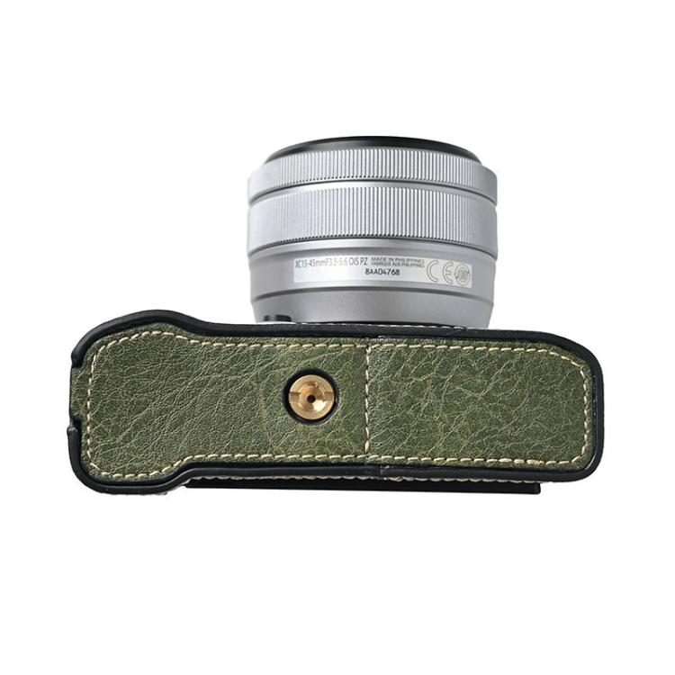 For FUJIFILM X-M5 Litchi Texture PU Leather Camera Half Case Base(Green)