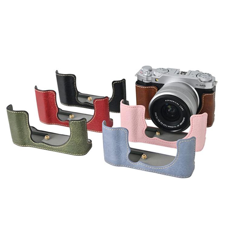 For FUJIFILM X-M5 Litchi Texture PU Leather Camera Half Case Base(Black)