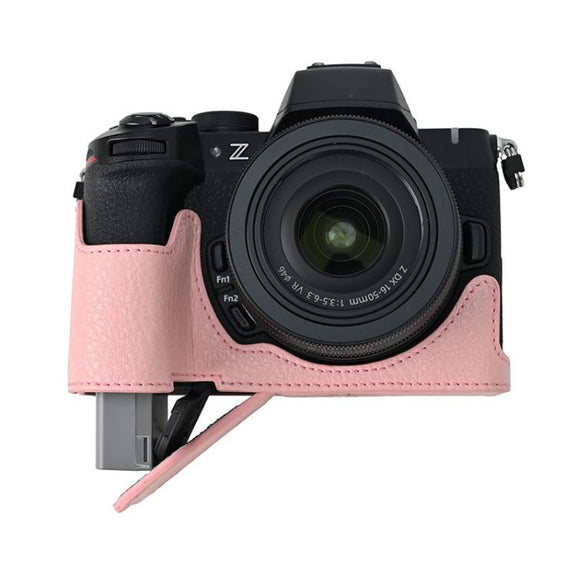 For Nikon Z50II Litchi Texture PU Leather Camera Half Case Base(Pink)