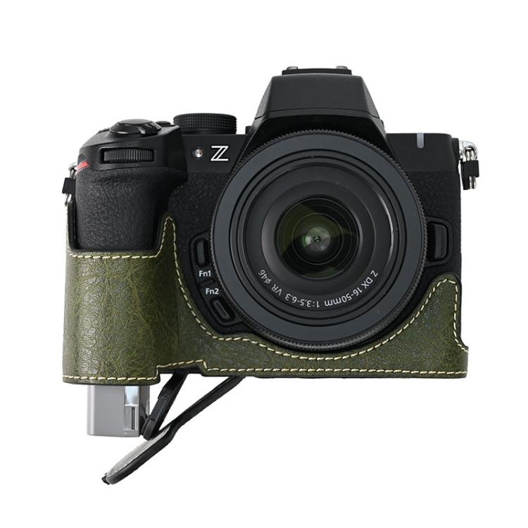 For Nikon Z50II Litchi Texture PU Leather Camera Half Case Base(Green)
