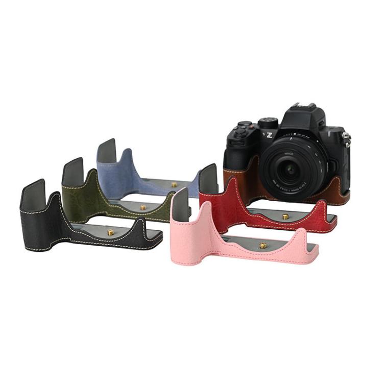 For Nikon Z50II Litchi Texture PU Leather Camera Half Case Base(Wine Red)